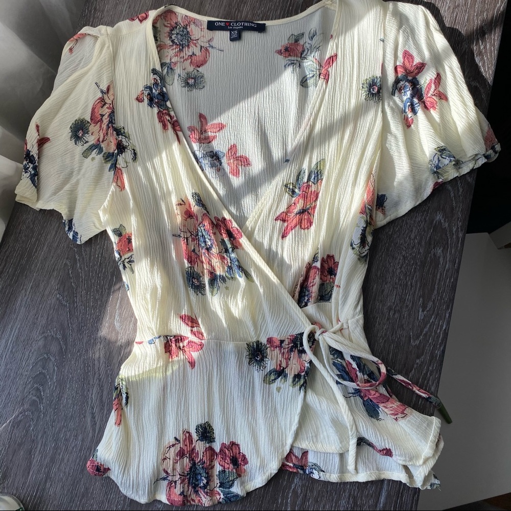 Floral Cross-Front Blouse